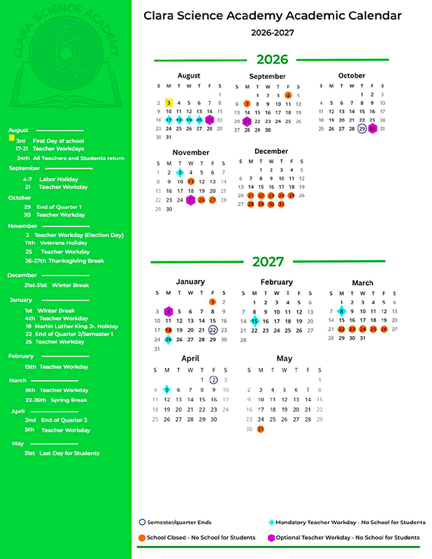 CSA Academic Calendar 2026-27